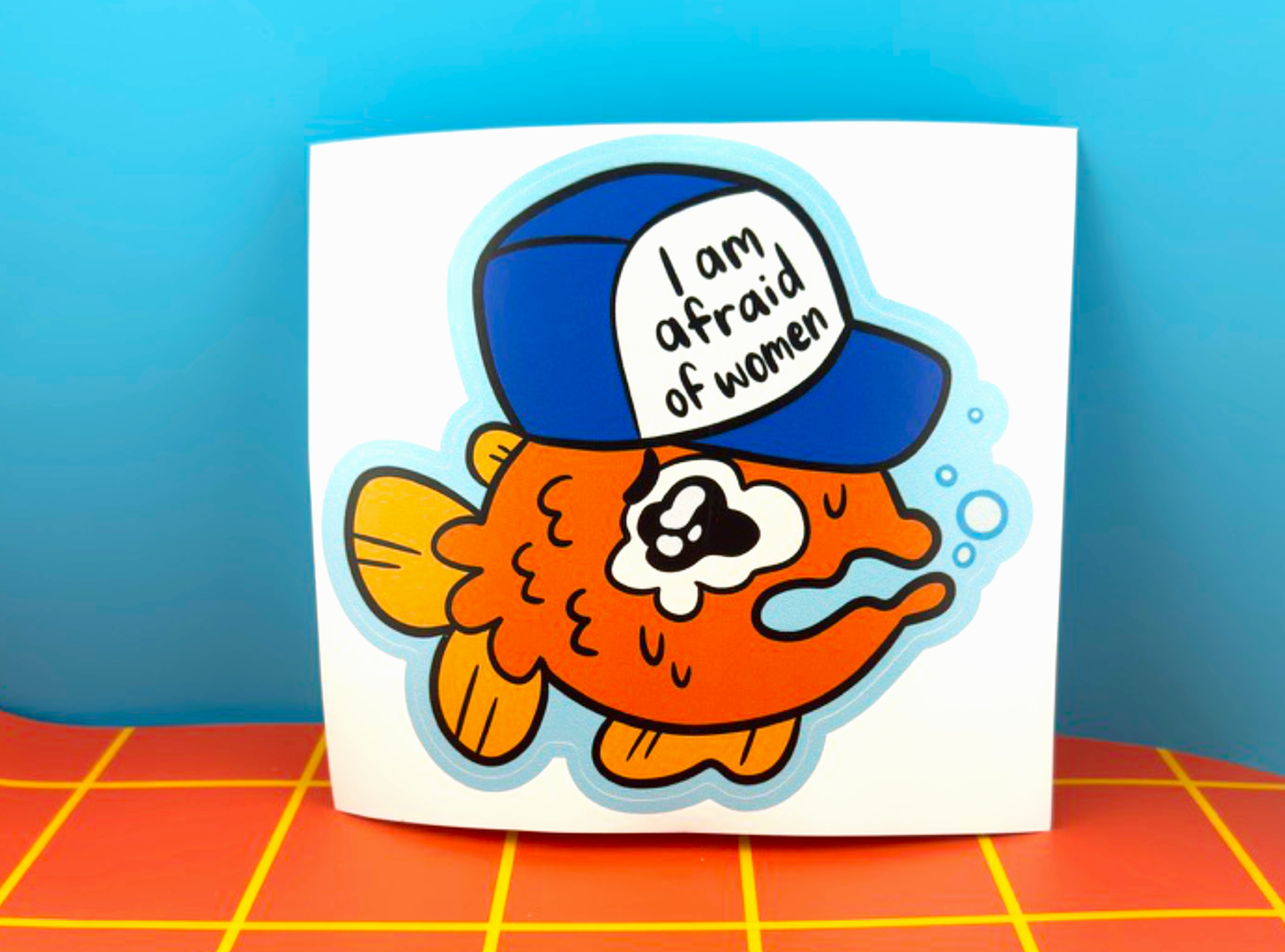 I Am Afraid of Women | Large Vinyl Silly Fish Meme Decal