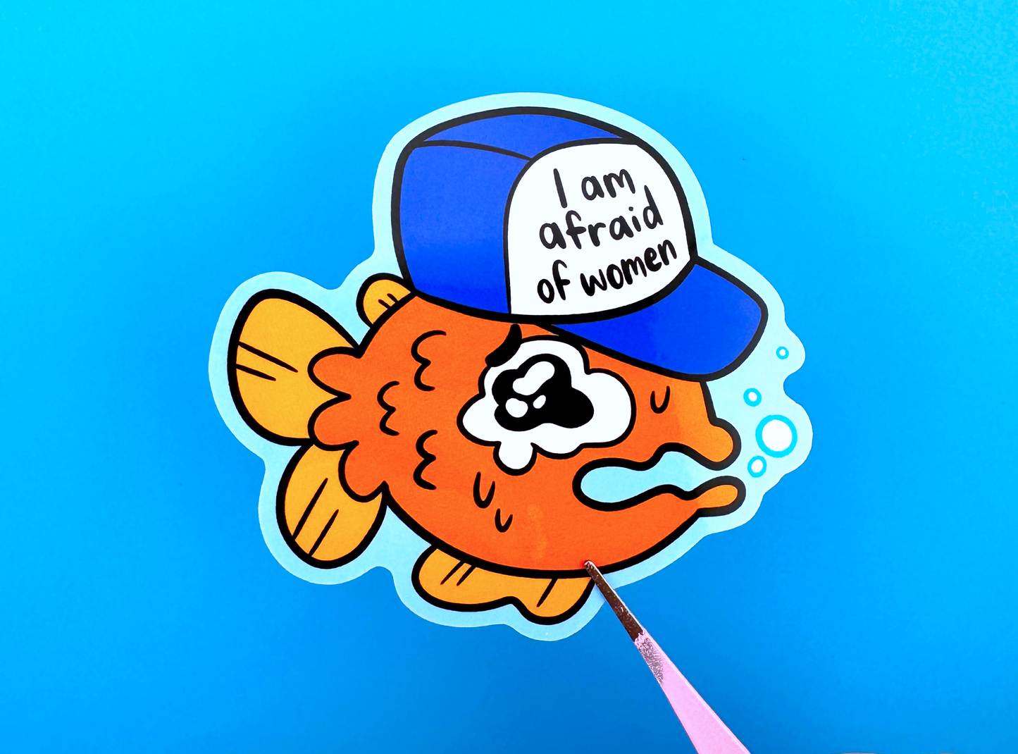 I Am Afraid of Women Fish Sticker