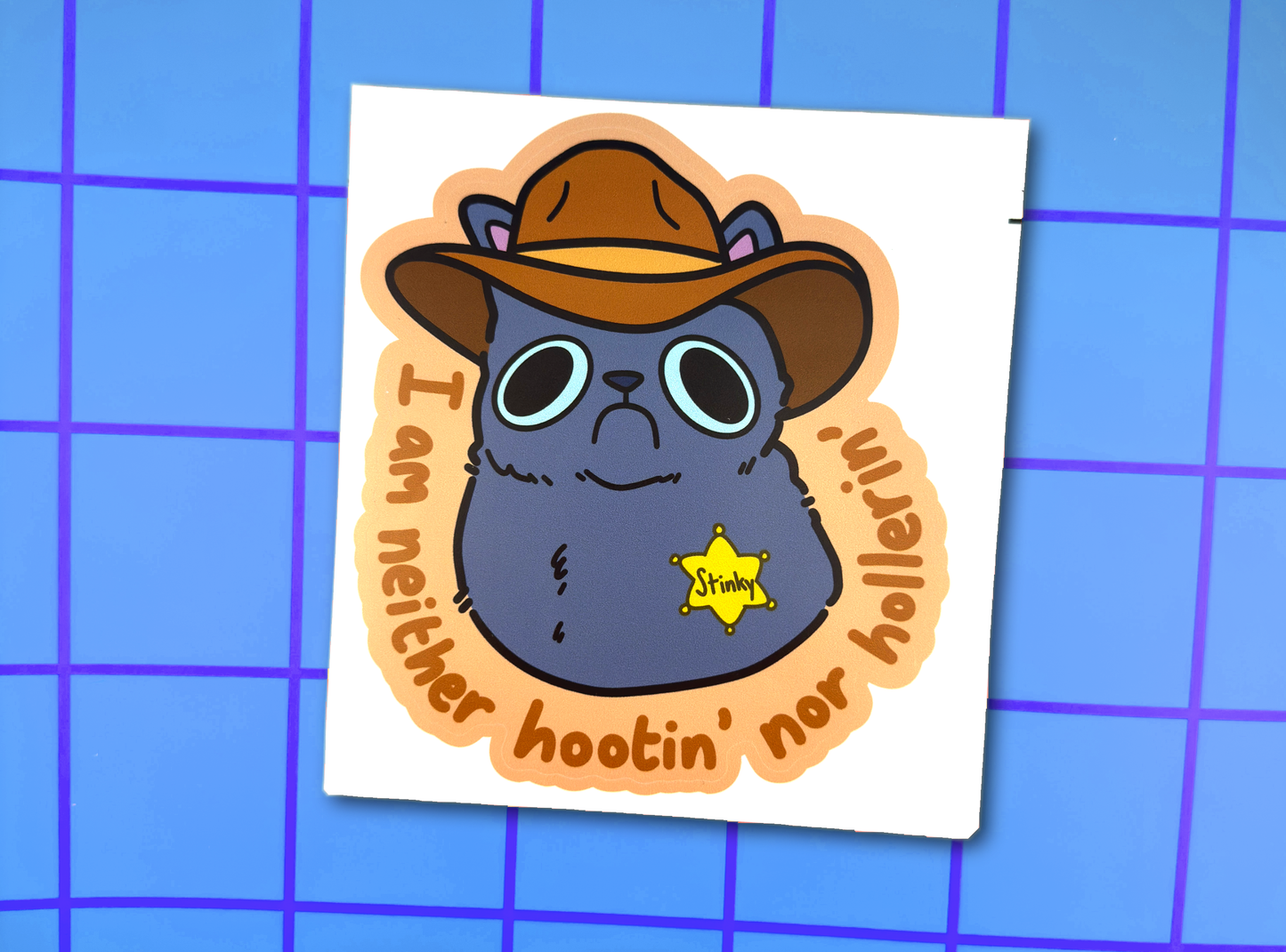 Cowboy Cat | Large Vinyl Silly Animal Meme Decal