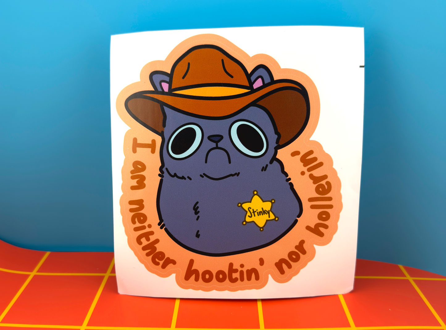 Cowboy Cat | Large Vinyl Silly Animal Meme Decal