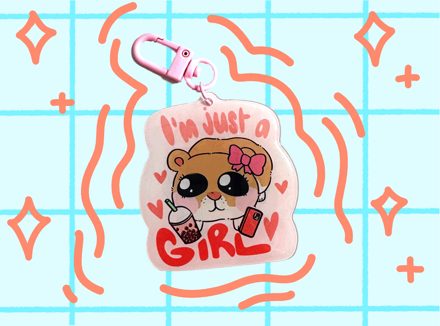 I'm Just a Girl Hamster Keychain