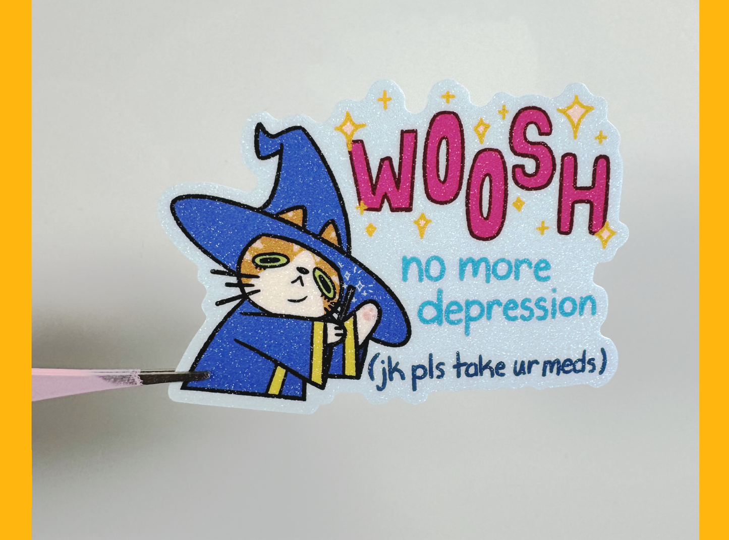 Depression Cat Wizard Sticker | 3in Vinyl Sticker