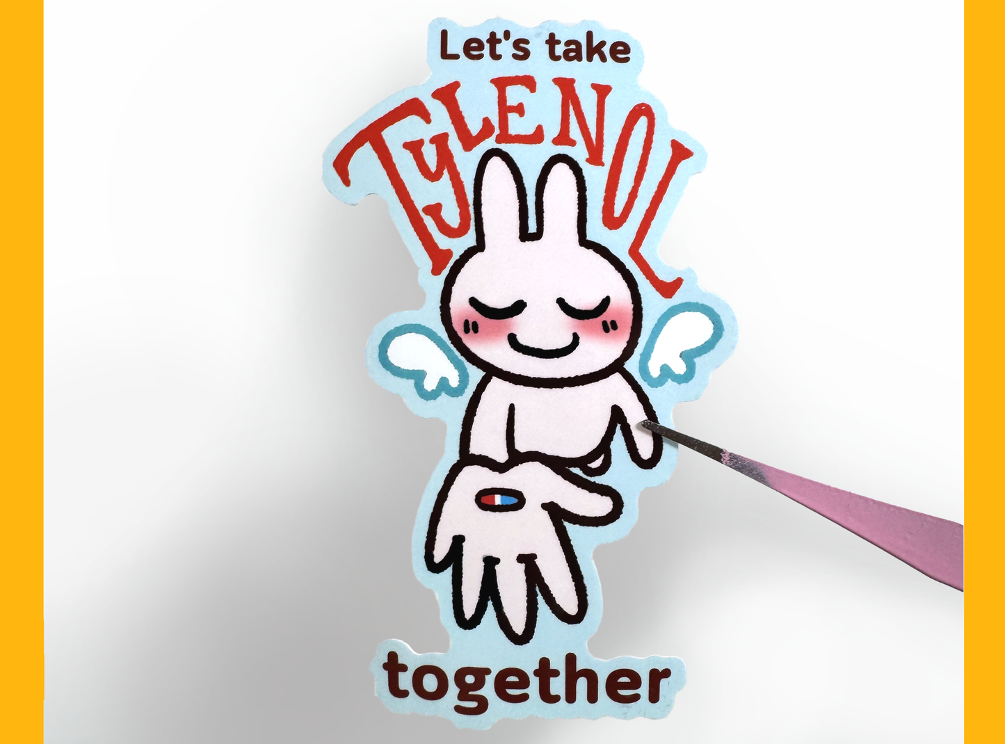 Acetamino-friend Bunny Angel Sticker | 4in Vinyl Sticker