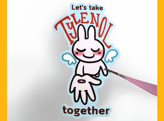 Acetamino-friend Bunny Angel Sticker | 4in Vinyl Sticker