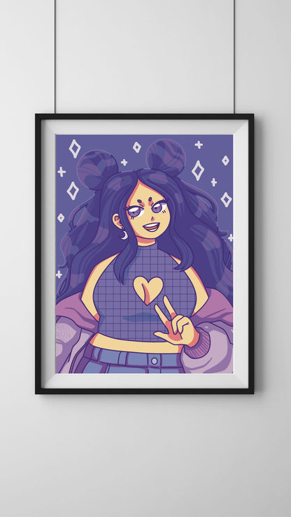 Pretty Purple Babe - Art Print