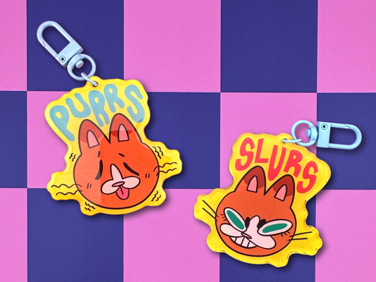 Purrs of Slurs Cat Keychain