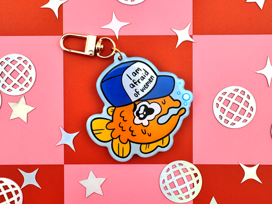 Afraid of Women Fish Hat Keychain