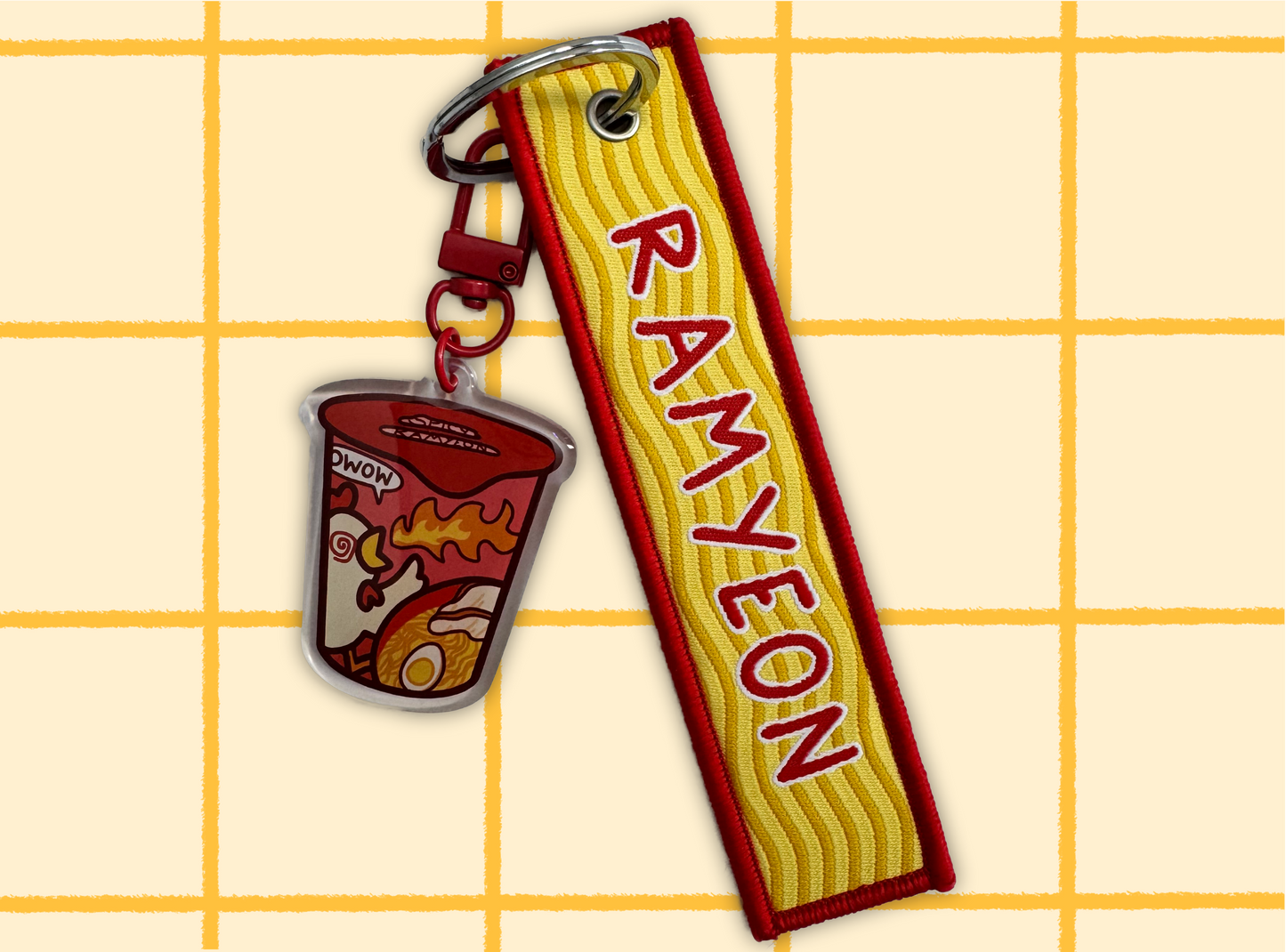 Ramyeon Fabric Acrylic Keychain