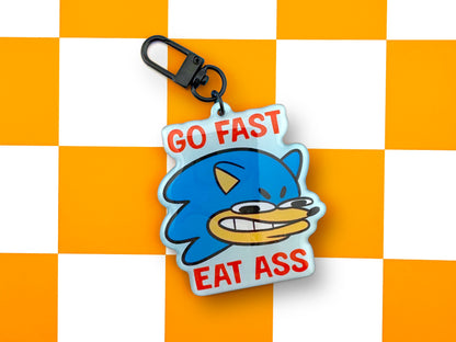 Go Fast Eat Ass Hedgehog Keychain
