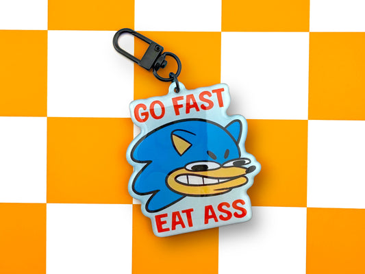 Go Fast Eat Ass Hedgehog Keychain