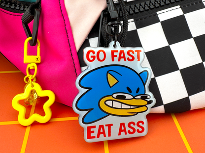 Go Fast Eat Ass Hedgehog Keychain