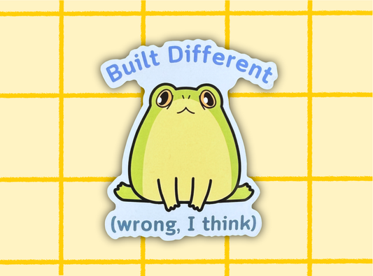 Built Different Frog Sticker | 3in Vinyl Sticker