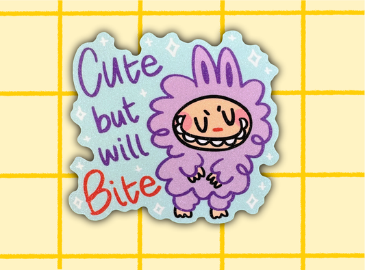 Cute But Will Bite Monster Sticker | 3in Vinyl Sticker