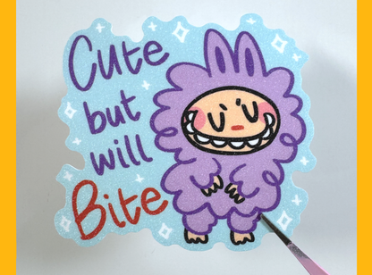 Cute But Will Bite Monster Sticker | 3in Vinyl Sticker