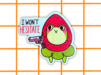 Strawberry Gun Frog Sticker | 3in Vinyl Sticker
