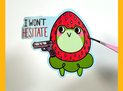 Strawberry Gun Frog Sticker | 3in Vinyl Sticker