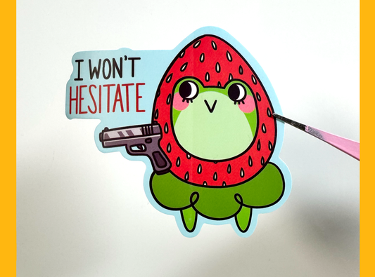 Strawberry Gun Frog Sticker | 3in Vinyl Sticker