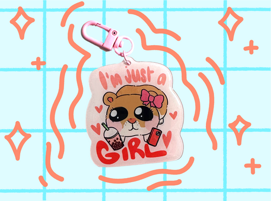 I'm Just a Girl Hamster Keychain