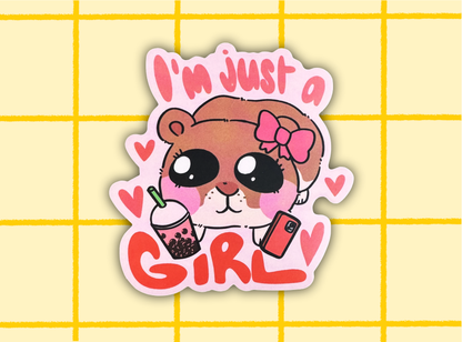 Just A Girl Hampster Sticker | 3in Vinyl Sticker
