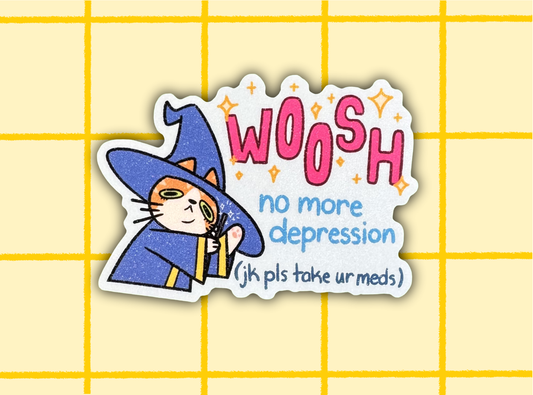 Depression Cat Wizard Sticker | 3in Vinyl Sticker