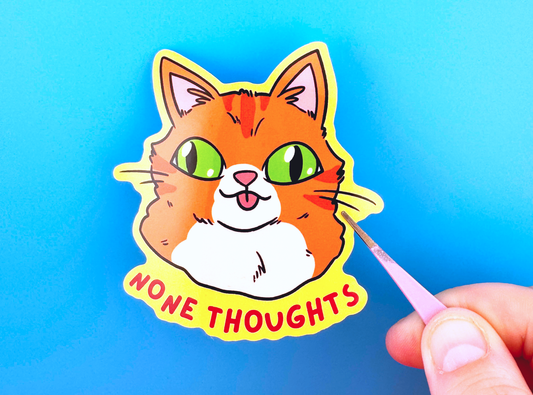 None Thoughts Cat Sticker