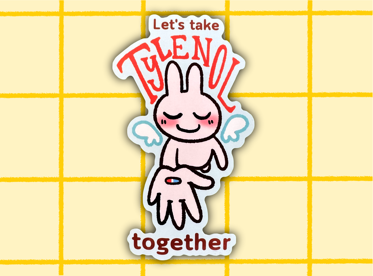 Acetamino-friend Bunny Angel Sticker | 4in Vinyl Sticker