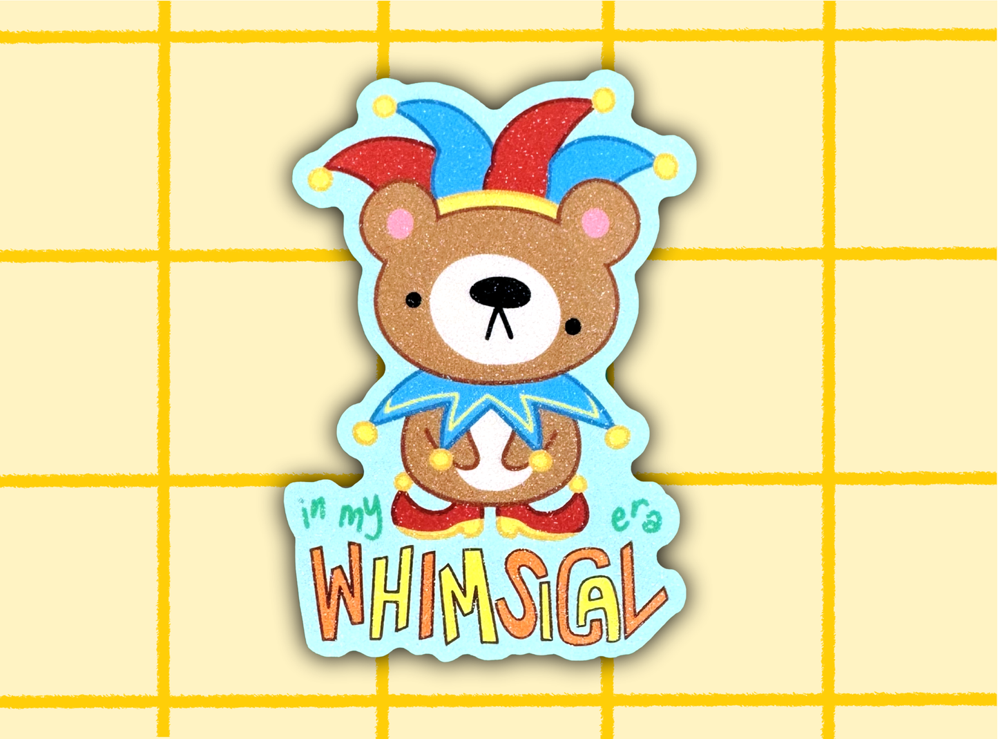 Whimsical Era Clown Bear Sticker | 3in Vinyl Sticker