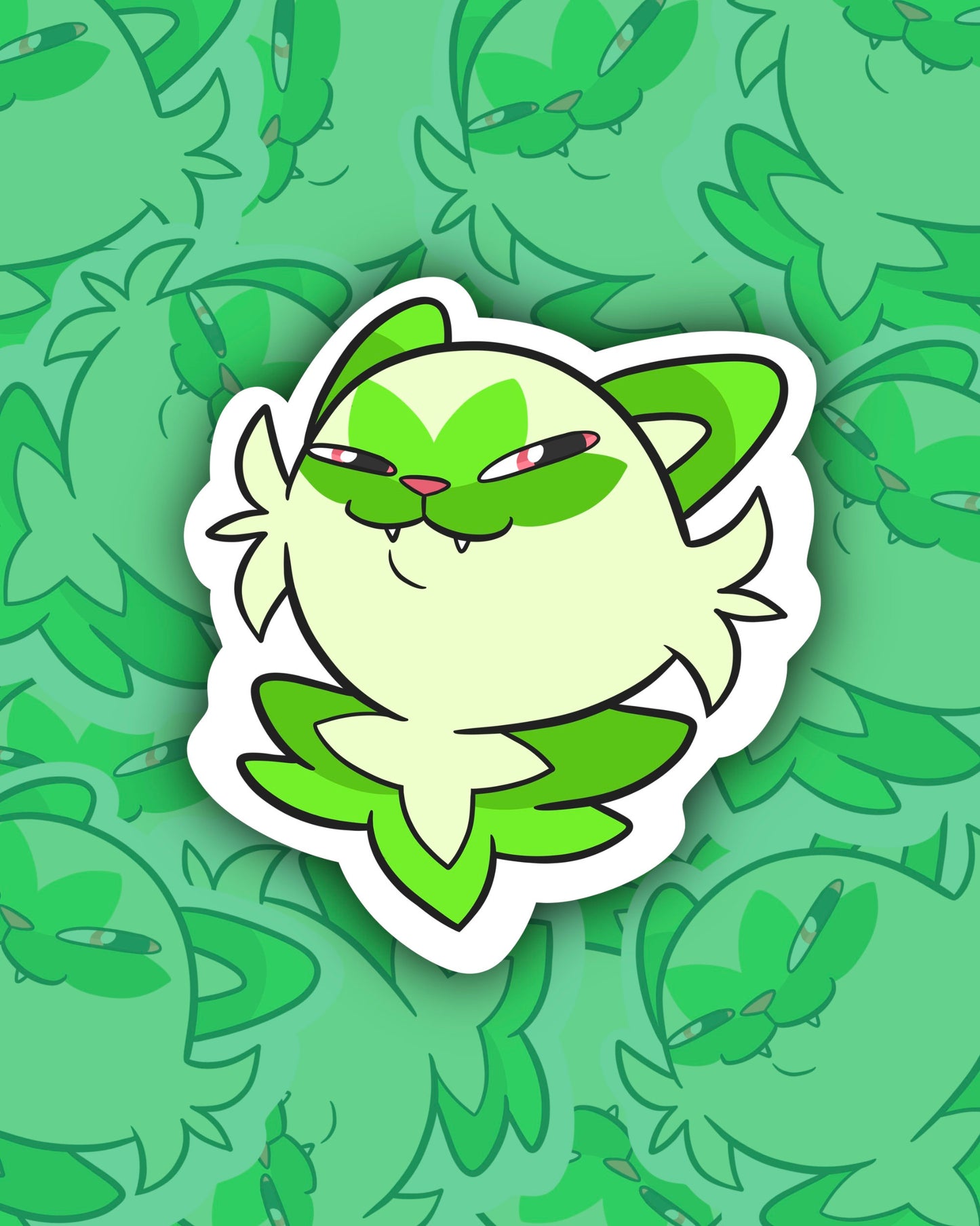 Green Smug Cat - Sticker