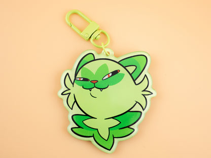 Green Smug Cat - Acrylic Charm