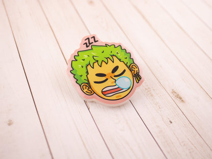 Sleepy Mosshead Samurai - Acrylic Pin