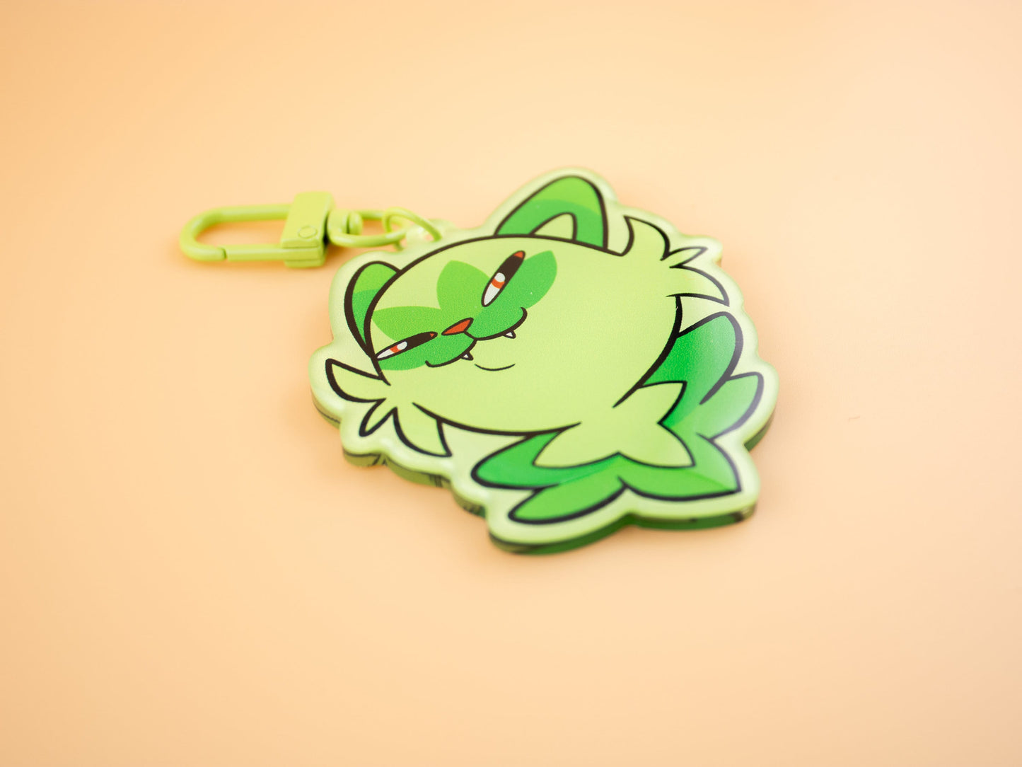 Green Smug Cat - Acrylic Charm